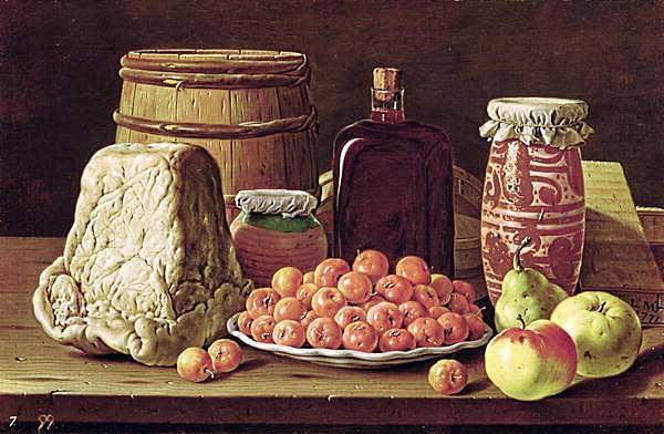 Luis Egidio Melendez Still Life with Fruit and Cheese oil painting image